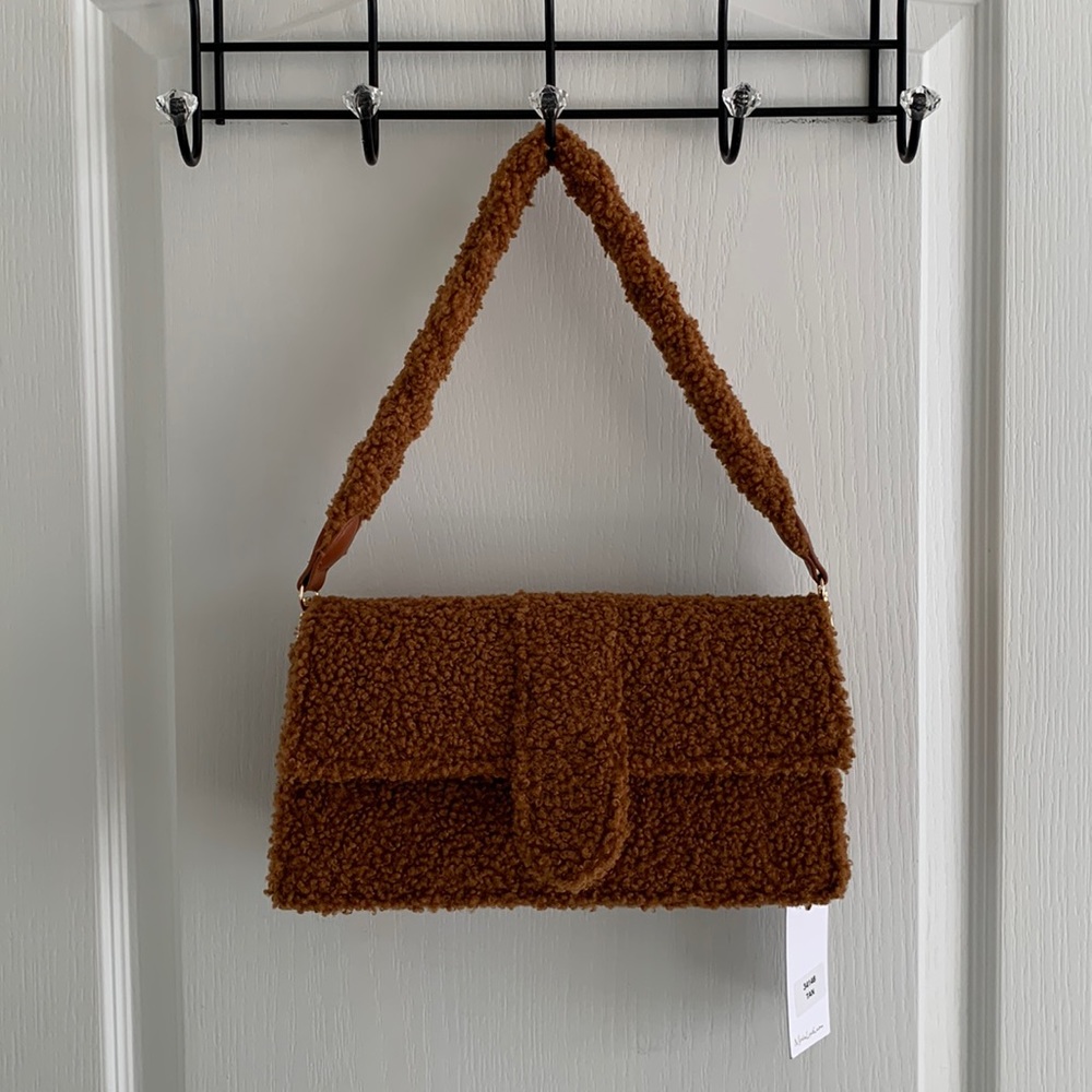 Moda Luxe Brown Sherpa Handbag